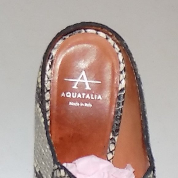 NEW Aquatalia Libby python snake embossed leather heeled mules US 6.5 Italy - Picture 9 of 9